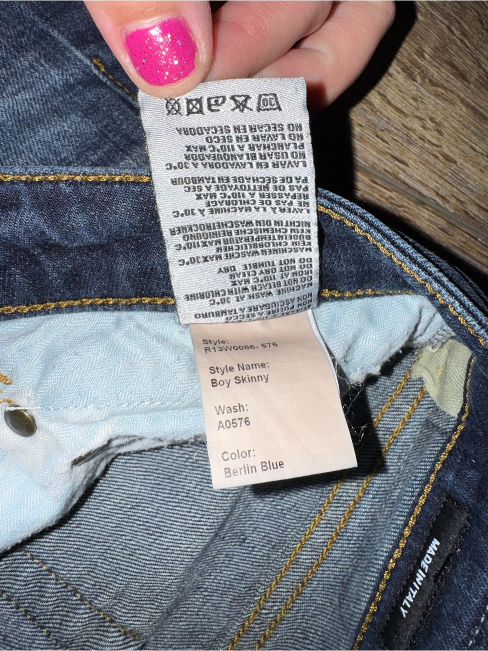 R13 Boy Skinny Jeans in Berlin Blue Women’s Size 25 - Picture 9 of 14
